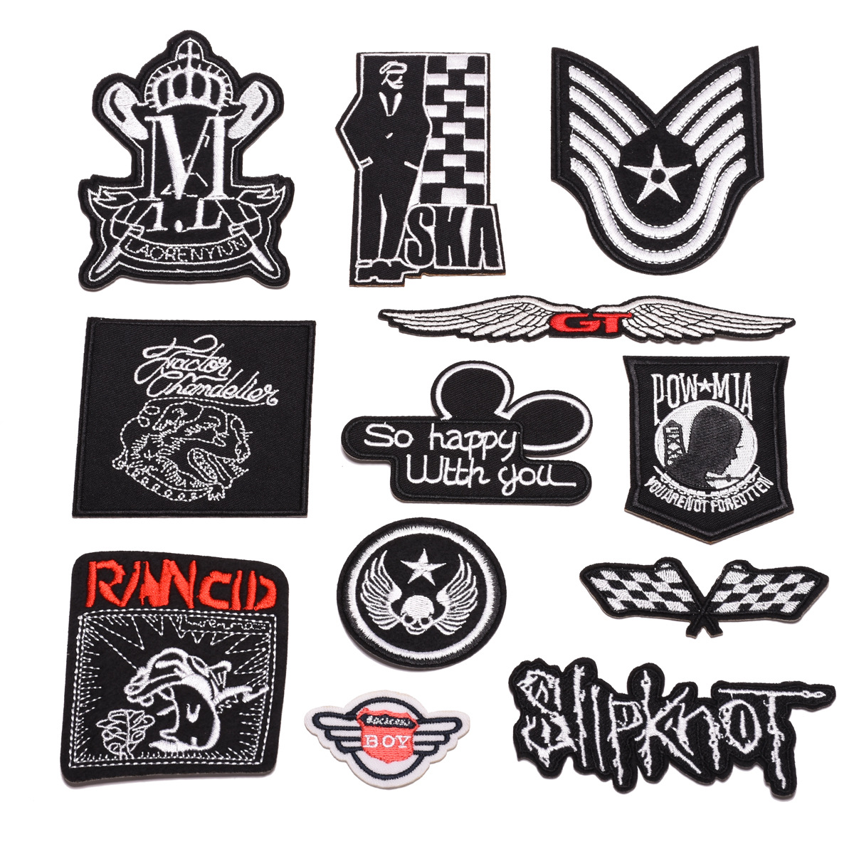 Tide brand cloth sticker black and white style clothing accessories clothes accessories badge multi-style