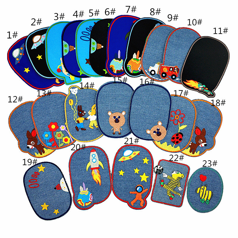 Embroidery cloth sticker Cartoon children's denim cloth sticker, pants knee sticker, hole repair patch sticker, adhesive-backed elbow stamp
