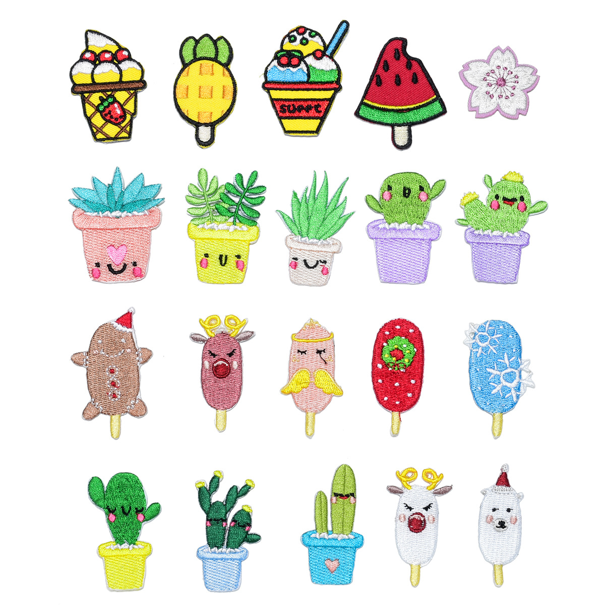 embroidery children's clothing accessories handmade DIY patch ice cream cactus cloth sticker ironing small flowers