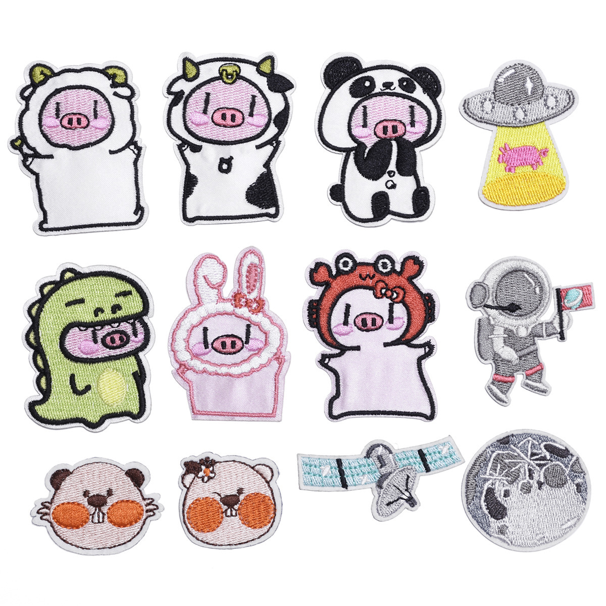 twist butt stamp, self-adhesive piggy pig patch sticker, cute animal cloth sticker