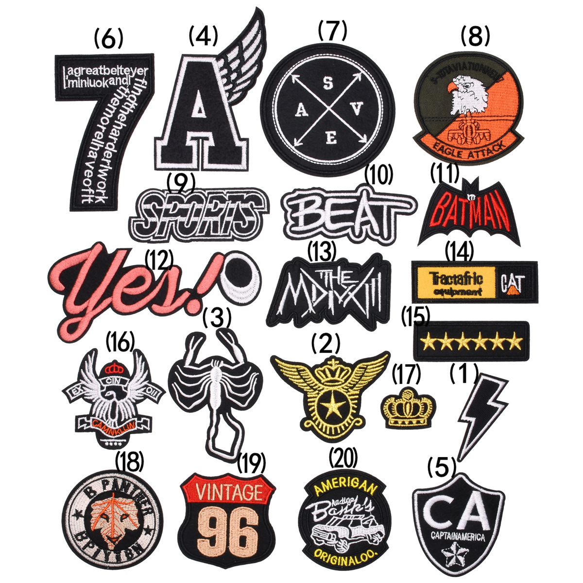 Embroidery badge cloth sticker number letter badge clothing accessories patch sticker shoe hat bag accessories set