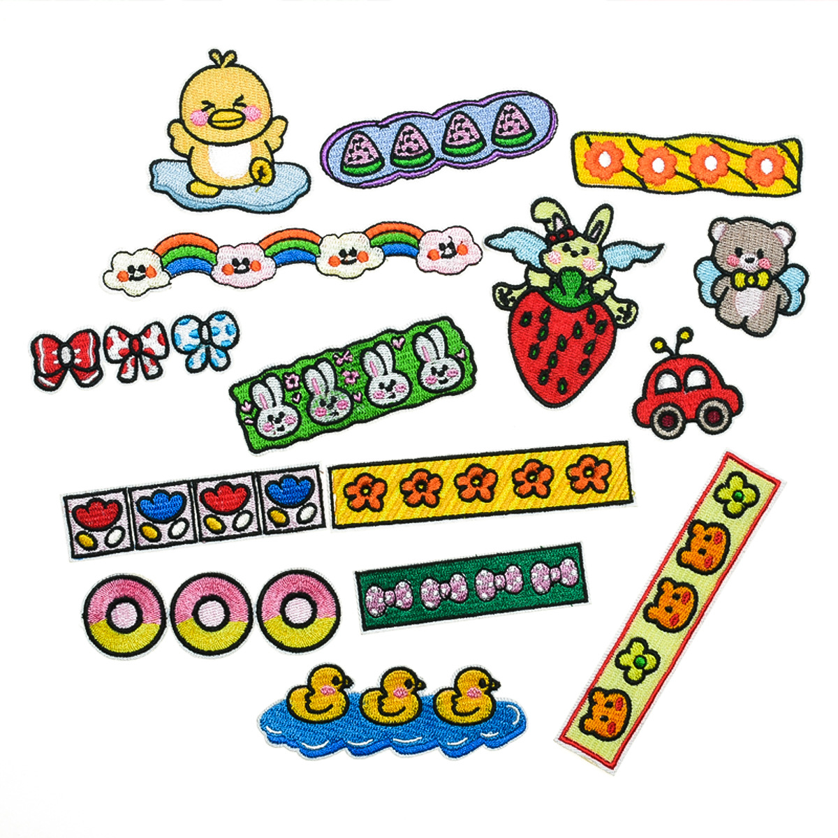 product cute cartoon decorative sticker clothing bag hole filling decorative sticker little rabbit little duck cloth sticker