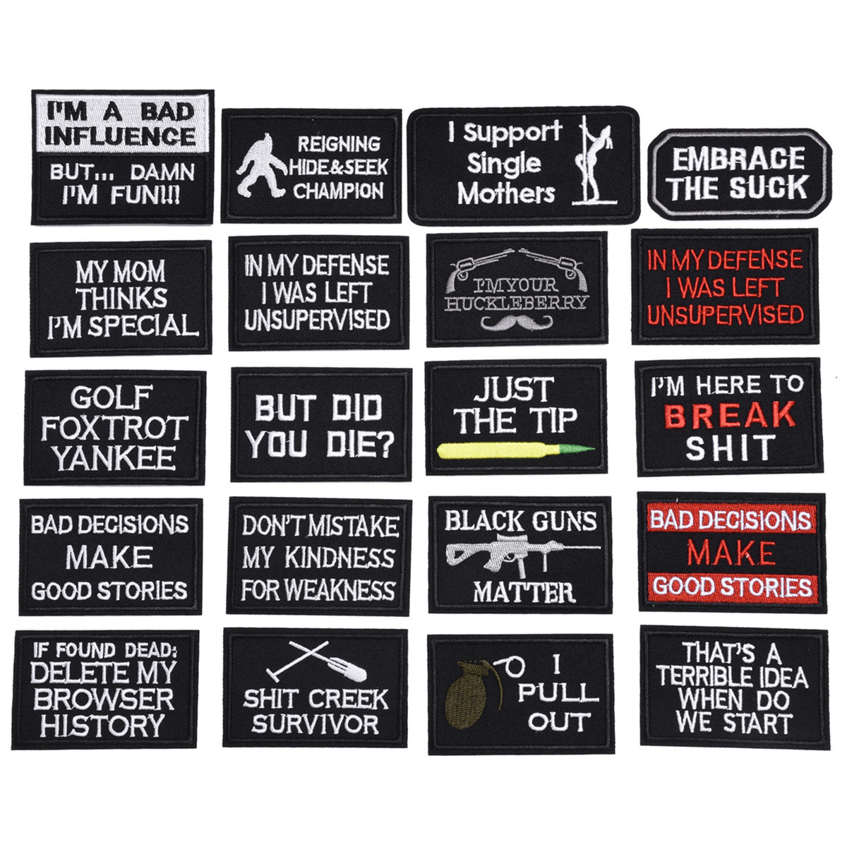 Black English alphabet multi-shape embroidered cloth sticker, DIY clothing accessories badge patch sticker shoe and hat decal