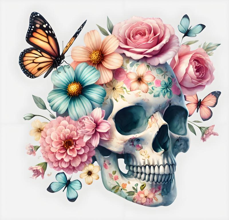 Heat transfers Iron on stickers  Skull Skeleton 8.1 for Tshirts Iron on Decal Patches Stickers Clothes Hat Pillows DIY Crafts