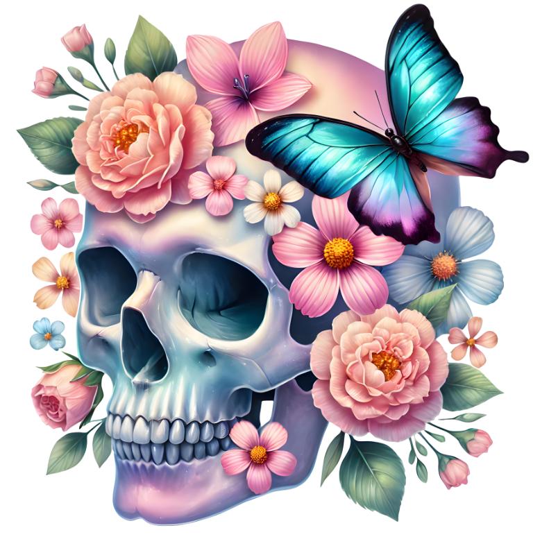 Heat transfers Iron on stickers  Skull Skeleton 7 for Tshirts Iron on Decal Patches Stickers Clothes Hat Pillows DIY Crafts