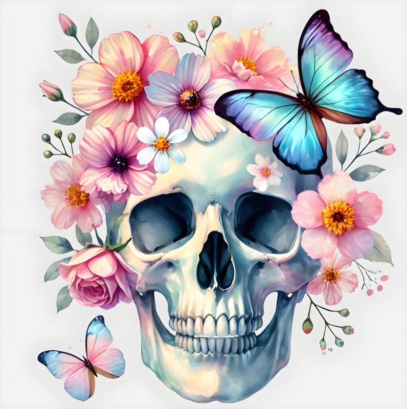 Heat transfers Iron on stickers  Skull Skeleton 4 for Tshirts Iron on Decal Patches Stickers Clothes Hat Pillows DIY Crafts