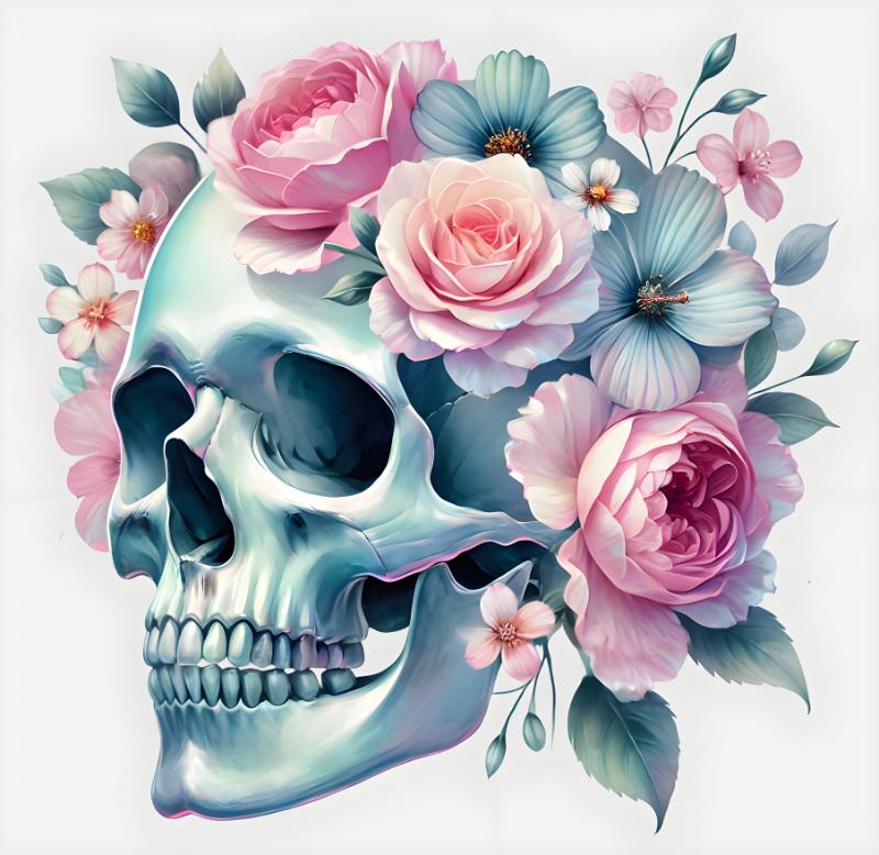 Heat transfers Iron on stickers  Skull Skeleton 2 for Tshirts Iron on Decal Patches Stickers Clothes Hat Pillows DIY Crafts