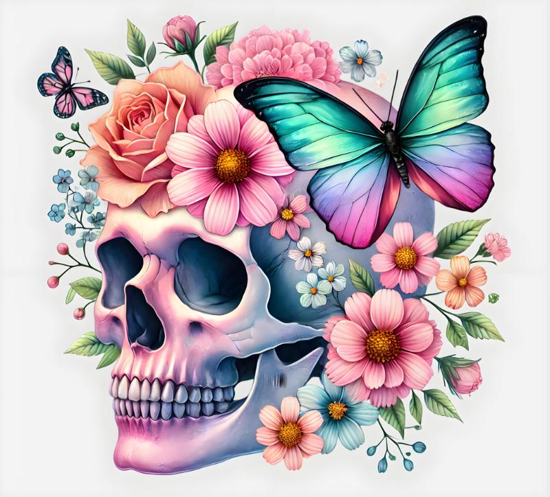 Heat transfers Iron on stickers  Skull Skeleton 74 for Tshirts Iron on Decal Patches Stickers Clothes Hat Pillows DIY Crafts