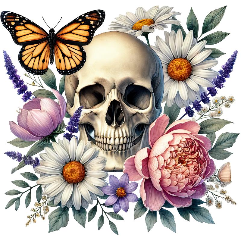 Heat transfers Iron on stickers  Skull Skeleton 66 for Tshirts Iron on Decal Patches Stickers Clothes Hat Pillows DIY Crafts