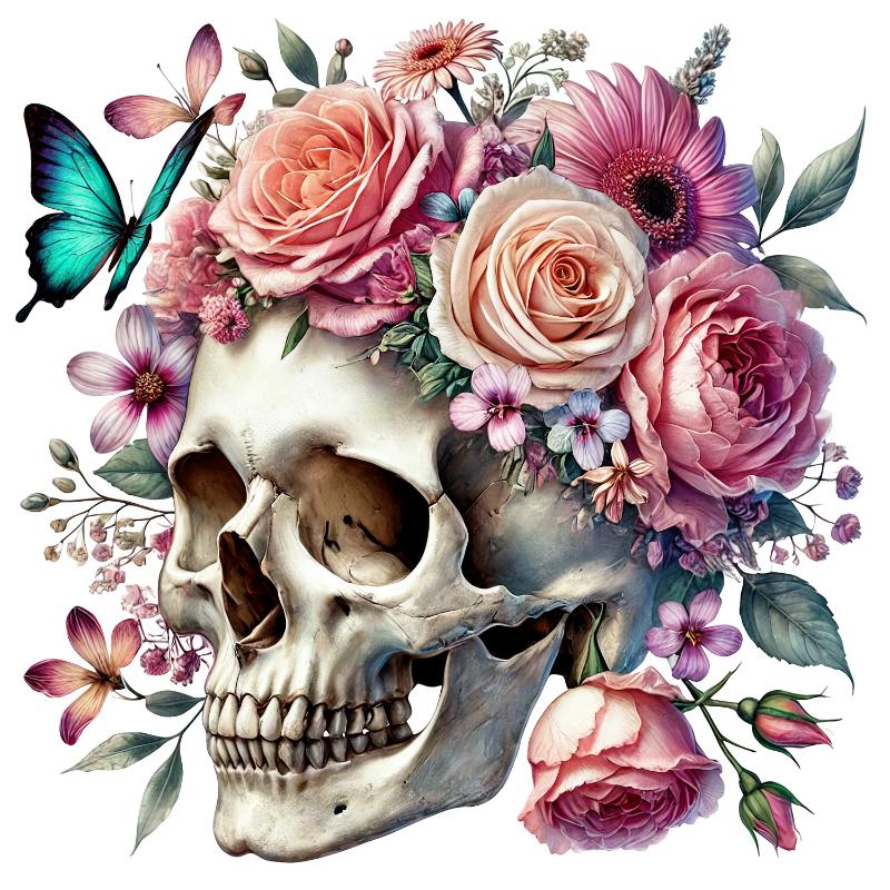 Heat transfers Iron on stickers  Skull Skeleton 60 for Tshirts Iron on Decal Patches Stickers Clothes Hat Pillows DIY Crafts