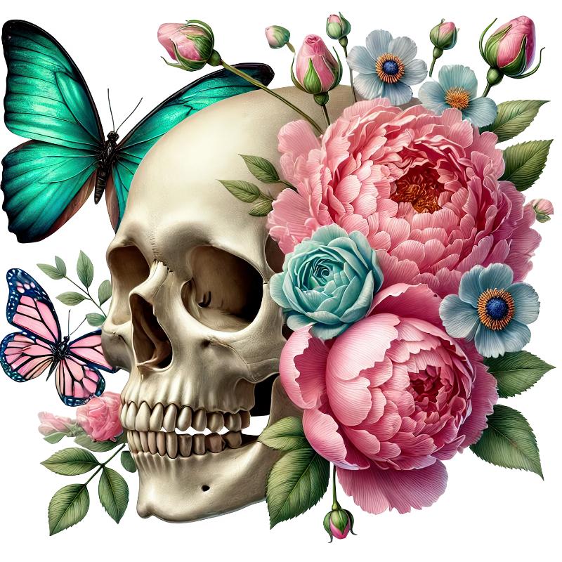 Heat transfers Iron on stickers  Skull Skeleton 59 for Tshirts Iron on Decal Patches Stickers Clothes Hat Pillows DIY Crafts