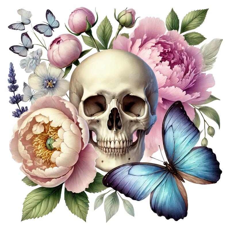 Heat transfers Iron on stickers  Skull Skeleton 55 for Tshirts Iron on Decal Patches Stickers Clothes Hat Pillows DIY Crafts