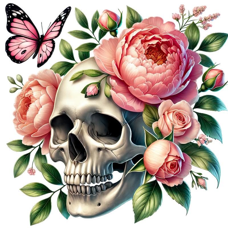 Heat transfers Iron on stickers  Skull Skeleton 49 for Tshirts Iron on Decal Patches Stickers Clothes Hat Pillows DIY Crafts