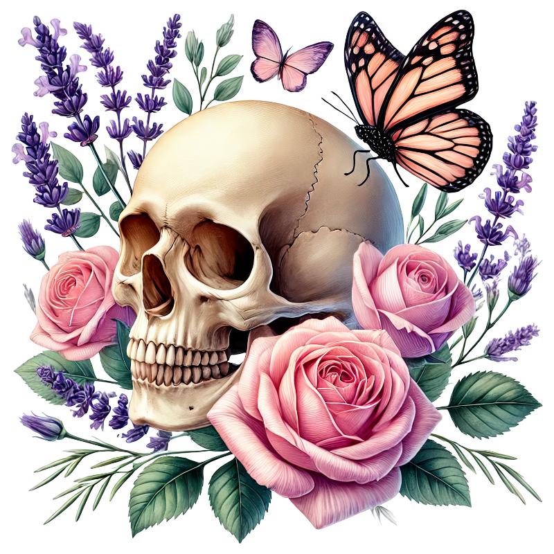 Heat transfers Iron on stickers  Skull Skeleton 47 for Tshirts Iron on Decal Patches Stickers Clothes Hat Pillows DIY Crafts