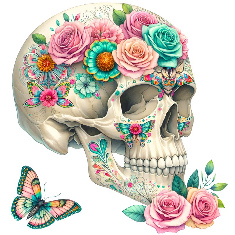 Heat transfers Iron on stickers  Skull Skeleton 45 for Tshirts Iron on Decal Patches Stickers Clothes Hat Pillows DIY Crafts