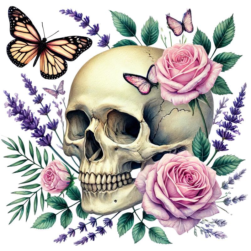 Heat transfers Iron on stickers  Skull Skeleton 44 for Tshirts Iron on Decal Patches Stickers Clothes Hat Pillows DIY Crafts