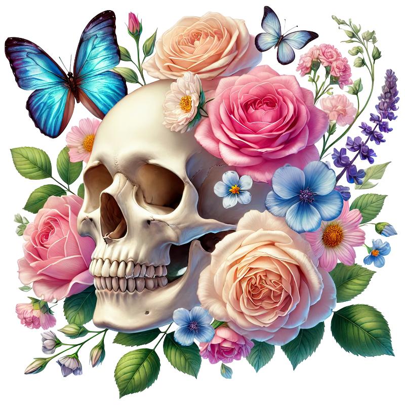 Heat transfers Iron on stickers  Skull Skeleton 43 for Tshirts Iron on Decal Patches Stickers Clothes Hat Pillows DIY Crafts