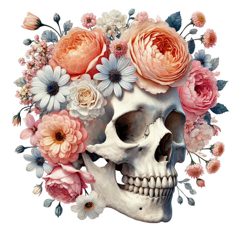 Heat transfers Iron on stickers  Skull Skeleton 39 for Tshirts Iron on Decal Patches Stickers Clothes Hat Pillows DIY Crafts