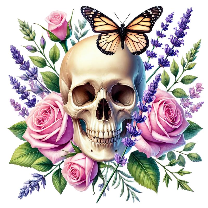 Heat transfers Iron on stickers  Skull Skeleton 38 for Tshirts Iron on Decal Patches Stickers Clothes Hat Pillows DIY Crafts