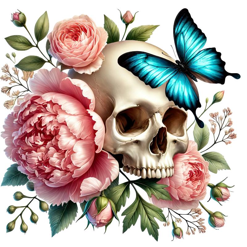 Heat transfers Iron on stickers  Skull Skeleton 37 for Tshirts Iron on Decal Patches Stickers Clothes Hat Pillows DIY Crafts