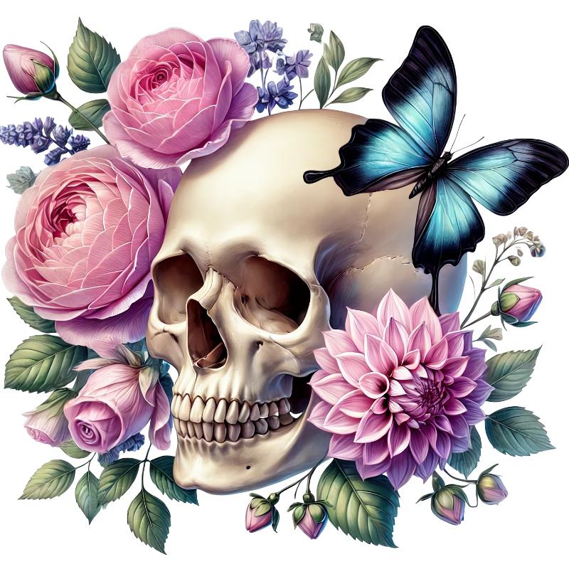 Heat transfers Iron on stickers  Skull Skeleton 36 for Tshirts Iron on Decal Patches Stickers Clothes Hat Pillows DIY Crafts