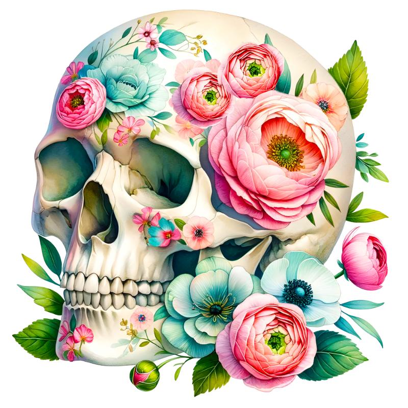 Heat transfers Iron on stickers  Skull Skeleton 35 for Tshirts Iron on Decal Patches Stickers Clothes Hat Pillows DIY Crafts