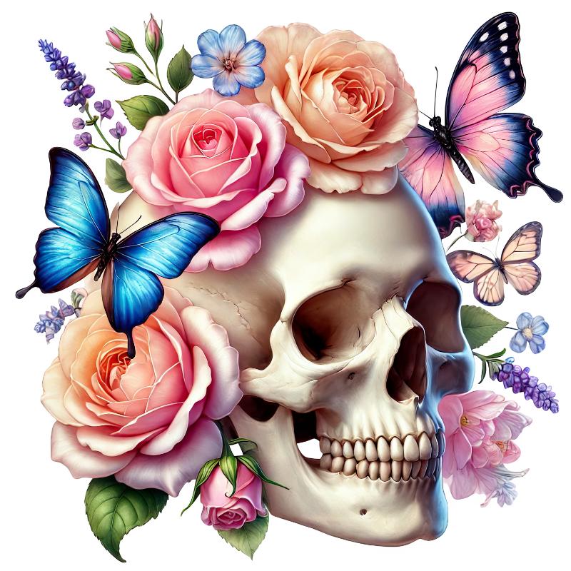 Heat transfers Iron on stickers  Skull Skeleton 32 for Tshirts Iron on Decal Patches Stickers Clothes Hat Pillows DIY Crafts