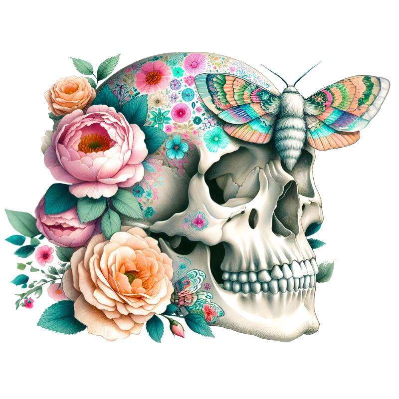 Heat transfers Iron on stickers  Skull Skeleton 31 for Tshirts Iron on Decal Patches Stickers Clothes Hat Pillows DIY Crafts