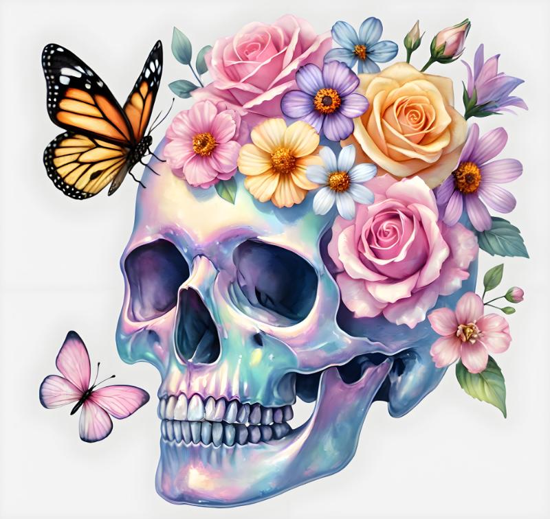 Heat transfers Iron on stickers  Skull Skeleton 30 for Tshirts Iron on Decal Patches Stickers Clothes Hat Pillows DIY Crafts