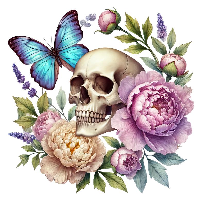 Heat transfers Iron on stickers  Skull Skeleton 28 for Tshirts Iron on Decal Patches Stickers Clothes Hat Pillows DIY Crafts