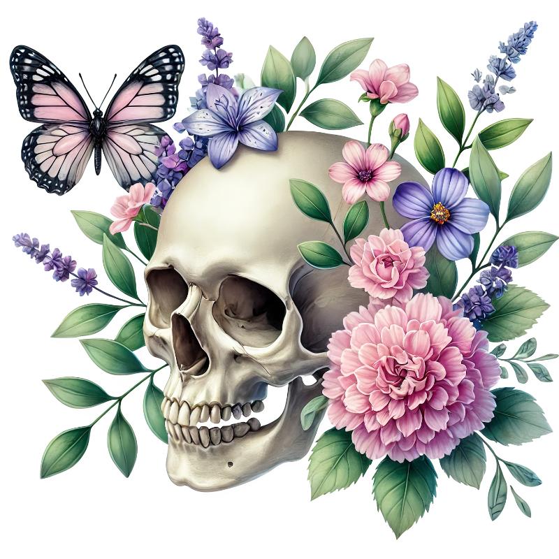 Heat transfers Iron on stickers  Skull Skeleton 26 for Tshirts Iron on Decal Patches Stickers Clothes Hat Pillows DIY Crafts