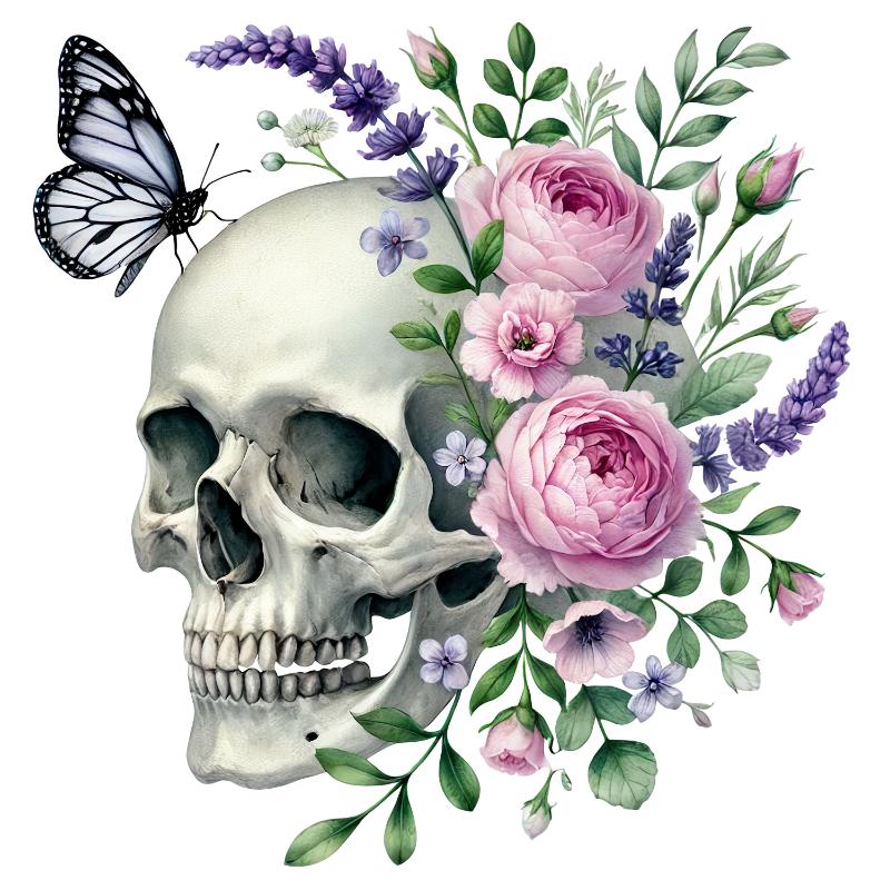 Heat transfers Iron on stickers  Skull Skeleton 24 for Tshirts Iron on Decal Patches Stickers Clothes Hat Pillows DIY Crafts