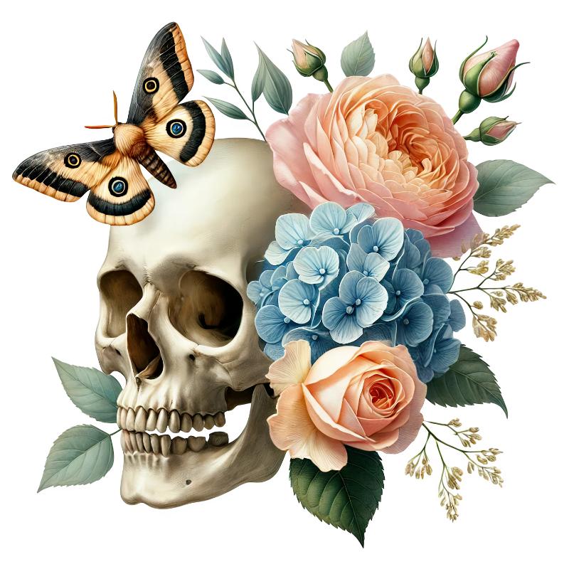 Heat transfers Iron on stickers  Skull Skeleton 23 for Tshirts Iron on Decal Patches Stickers Clothes Hat Pillows DIY Crafts