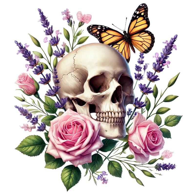 Heat transfers Iron on stickers  Skull Skeleton 22 for Tshirts Iron on Decal Patches Stickers Clothes Hat Pillows DIY Crafts