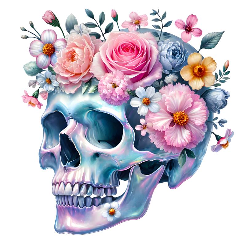 Heat transfers Iron on stickers  Skull Skeleton 12 for Tshirts Iron on Decal Patches Stickers Clothes Hat Pillows DIY Crafts