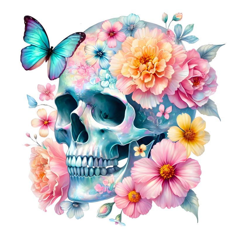 Heat transfers Iron on stickers  Skull Skeleton 11 for Tshirts Iron on Decal Patches Stickers Clothes Hat Pillows DIY Crafts