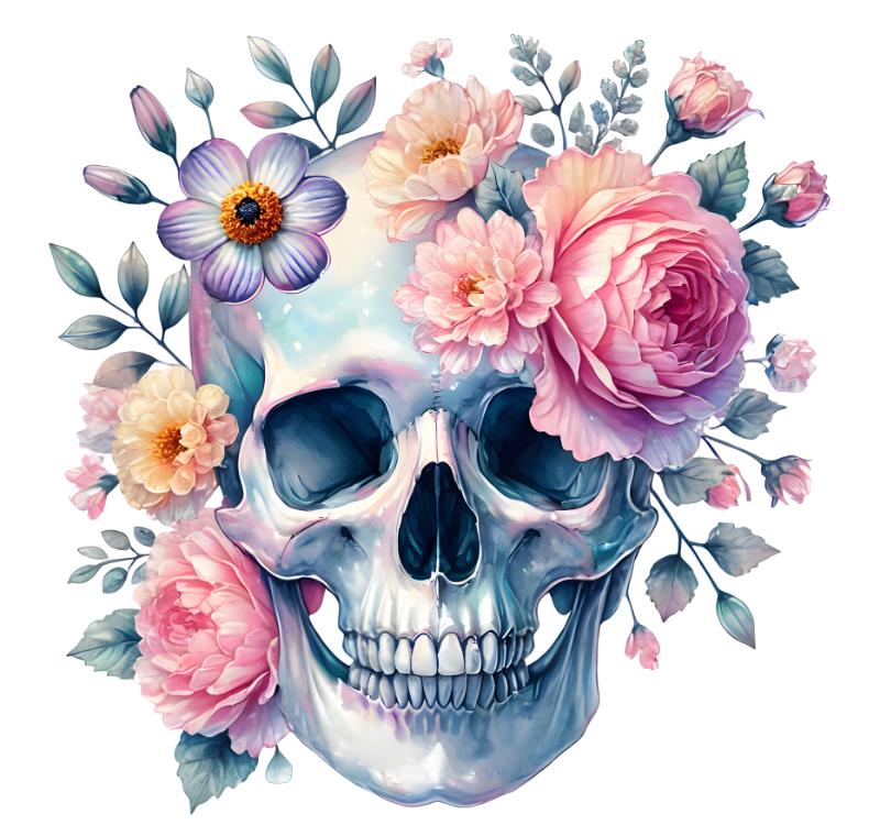 Heat transfers Iron on stickers  Skull Skeleton 10 for Tshirts Iron on Decal Patches Stickers Clothes Hat Pillows DIY Crafts