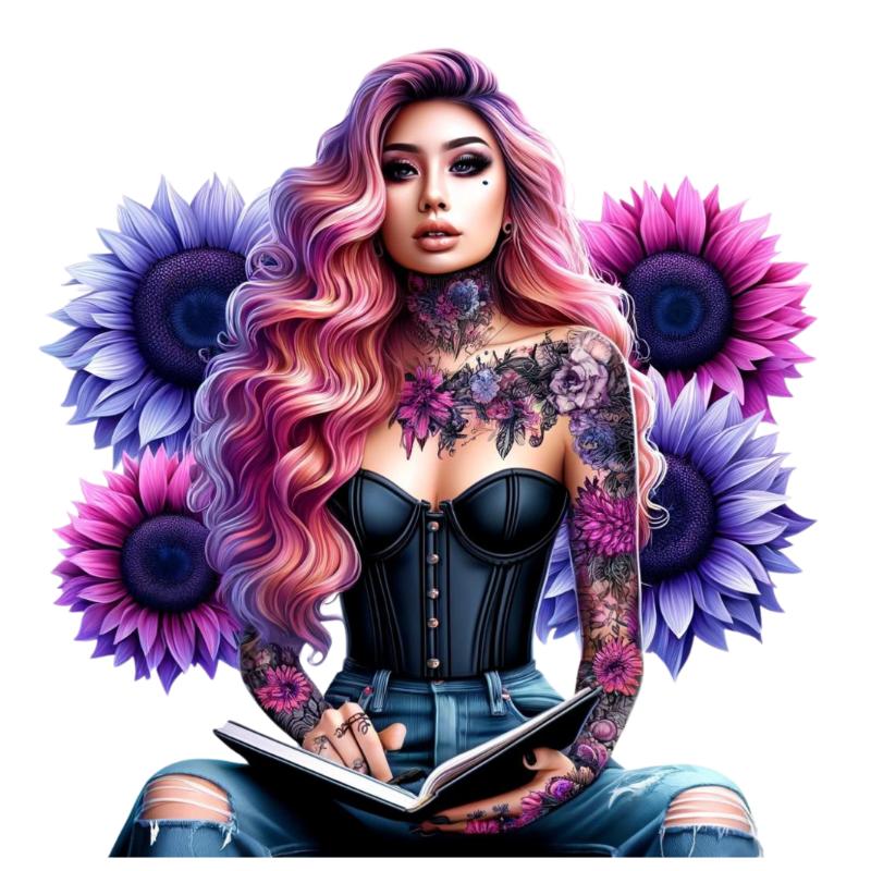 Heat transfers Iron on stickers  Tattoo girl 14 for Tshirts Iron on Decal Patches Stickers Clothes Hat Pillows DIY Crafts