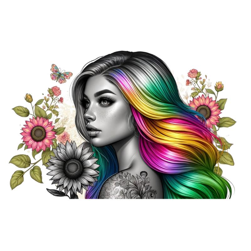 Heat transfers Iron on stickers  Tattoo girl 5 for Tshirts Iron on Decal Patches Stickers Clothes Hat Pillows DIY Crafts