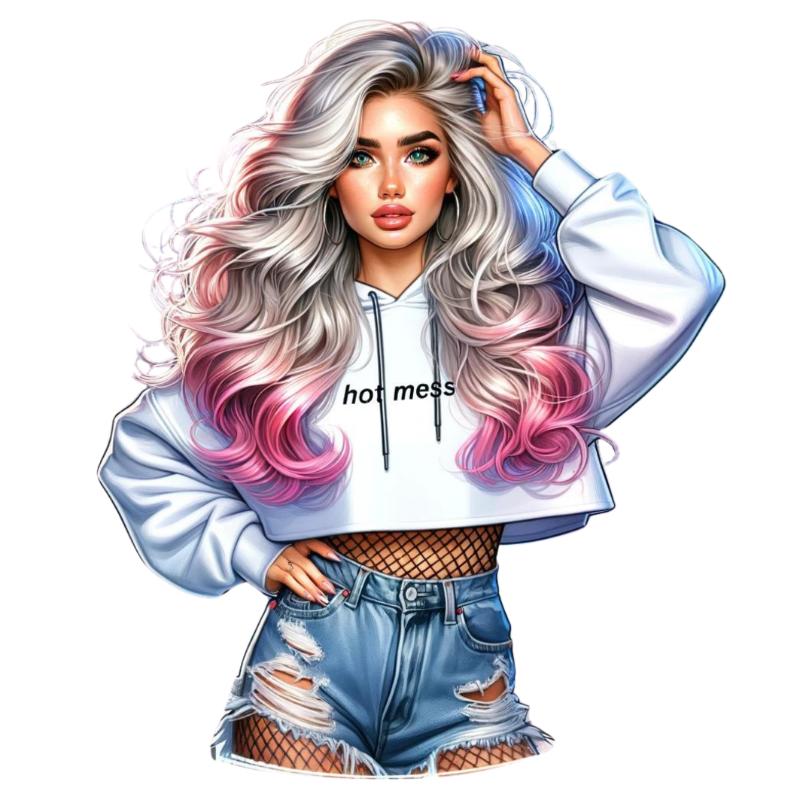 Heat transfers Iron on stickers  Tattoo girl 174 for Tshirts Iron on Decal Patches Stickers Clothes Hat Pillows DIY Crafts