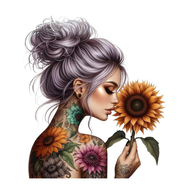 Heat transfers Iron on stickers  Tattoo girl 161 for Tshirts Iron on Decal Patches Stickers Clothes Hat Pillows DIY Crafts