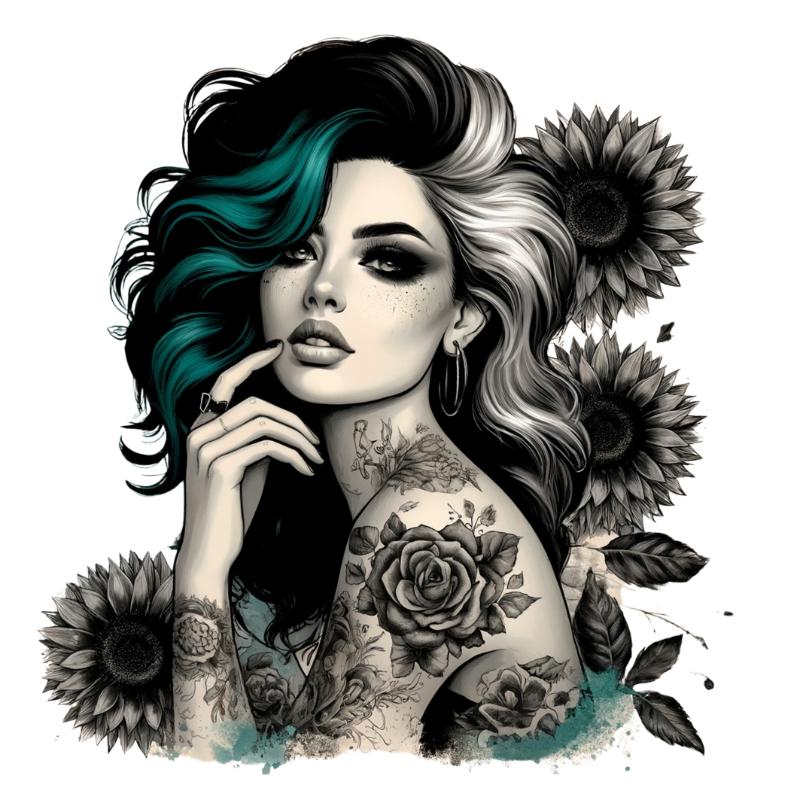 Heat transfers Iron on stickers  Tattoo girl 158 for Tshirts Iron on Decal Patches Stickers Clothes Hat Pillows DIY Crafts