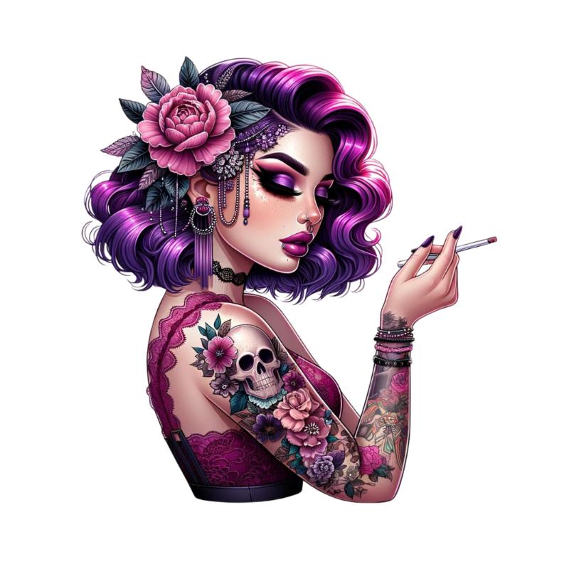 Heat transfers Iron on stickers  Tattoo girl 149 for Tshirts Iron on Decal Patches Stickers Clothes Hat Pillows DIY Crafts