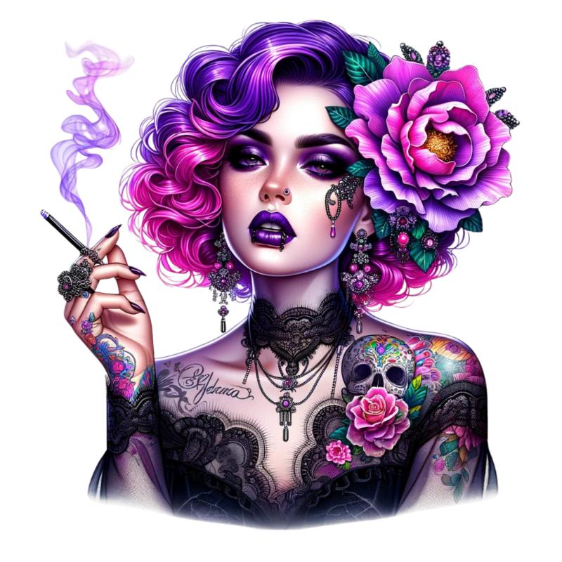 Heat transfers Iron on stickers  Tattoo girl 148 for Tshirts Iron on Decal Patches Stickers Clothes Hat Pillows DIY Crafts