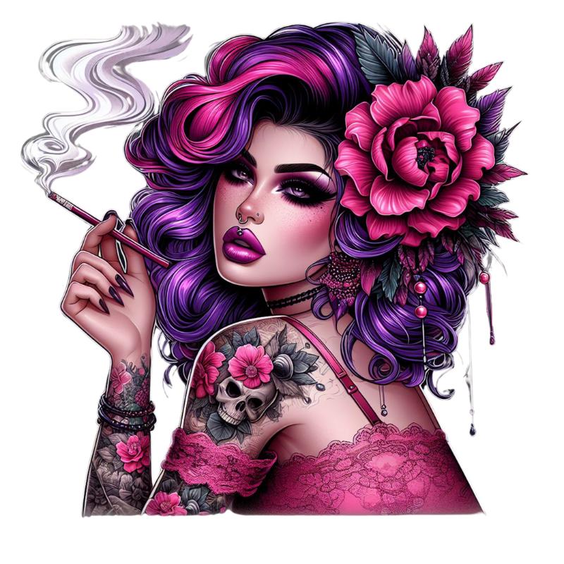 Heat transfers Iron on stickers  Tattoo girl 147 for Tshirts Iron on Decal Patches Stickers Clothes Hat Pillows DIY Crafts