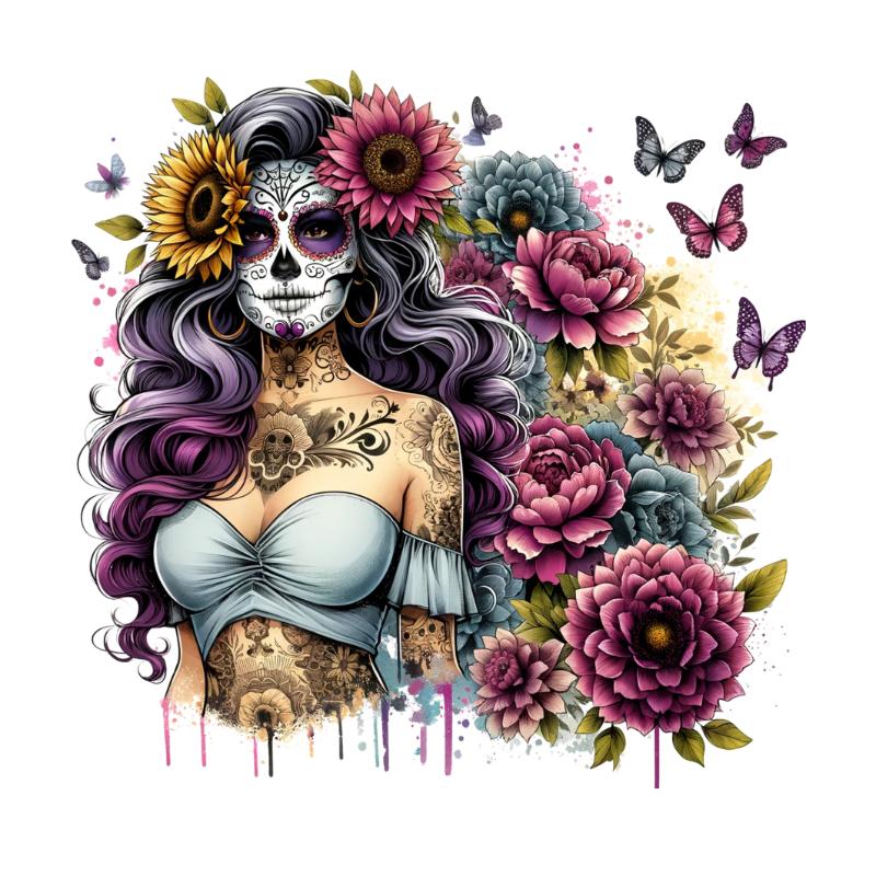 Heat transfers Iron on stickers  Tattoo girl 146 for Tshirts Iron on Decal Patches Stickers Clothes Hat Pillows DIY Crafts