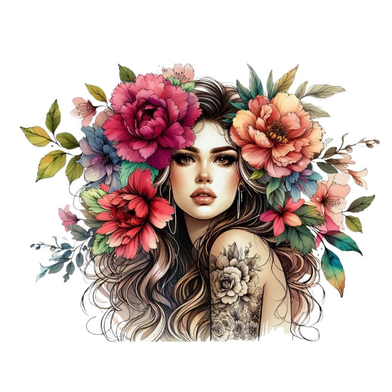 Heat transfers Iron on stickers  Tattoo girl 87 for Tshirts Iron on Decal Patches Stickers Clothes Hat Pillows DIY Crafts