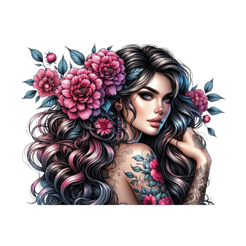 Heat transfers Iron on stickers  Tattoo girl 80 for Tshirts Iron on Decal Patches Stickers Clothes Hat Pillows DIY Crafts