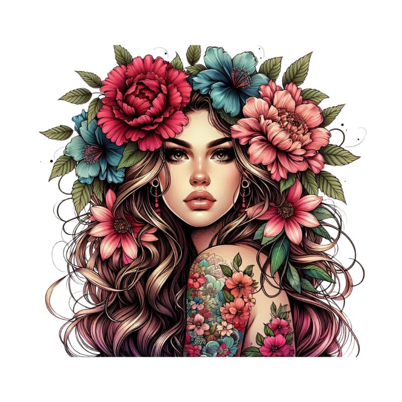 Heat transfers Iron on stickers  Tattoo girl 78 for Tshirts Iron on Decal Patches Stickers Clothes Hat Pillows DIY Crafts