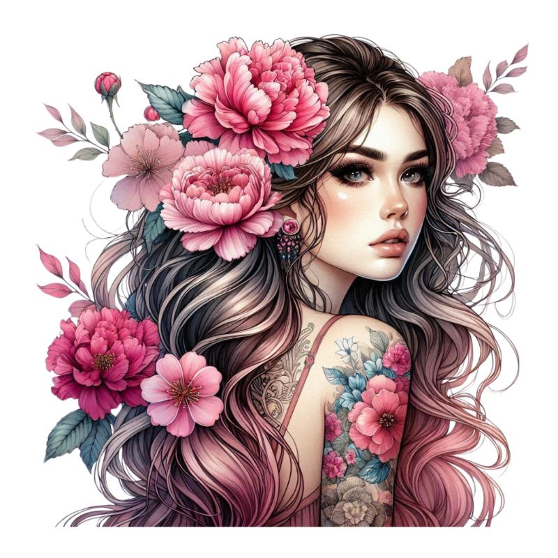 Heat transfers Iron on stickers  Tattoo girl 77 for Tshirts Iron on Decal Patches Stickers Clothes Hat Pillows DIY Crafts